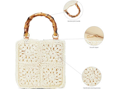 Bolso de Cubo de Paja para Niños Bolso de Verano Divertido Mochila de Moda Alta Calidad