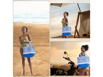 Bolso de Paja Semicircular Personalizado con Bordado Bolsas Boho Francés para Niños con Rayas