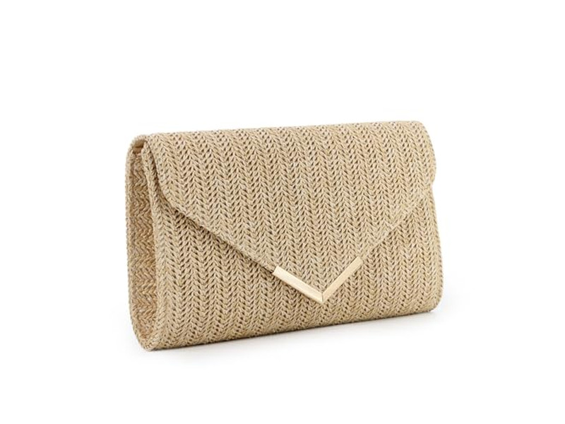 Bolso de Paja con Cadena de Metal Mini Lujo Nueva Moda Paquete de Playa Sobredimensionado Para