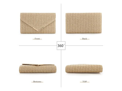 Bolso de Paja con Cadena de Metal Mini Lujo Nueva Moda Paquete de Playa Sobredimensionado Para