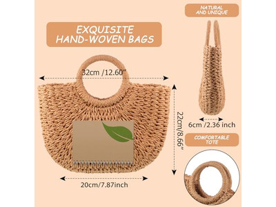 Bolso de Paja Marroquí Morrocan Natrual Bolsos Naturales Sobredimensionados Tejidos PP