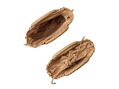 Bolsa de Paja Nicho Bolsas de Palma Papel Perla Teléfono Sencillo Ratán Forma Redonda Concha Pequeña