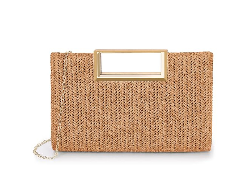 Bolso de Paja de Papel Bolsas Filipinas Cesta Rosa Playa Rectangular Simple