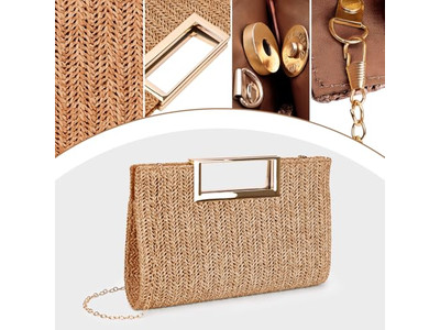 Bolso de Paja de Papel Bolsas Filipinas Cesta Rosa Playa Rectangular Simple