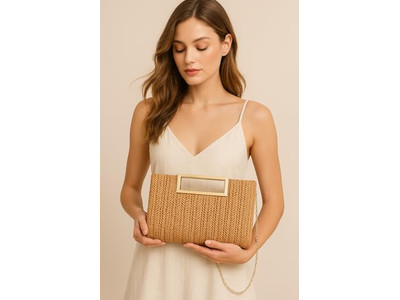 Bolso de Paja de Papel Bolsas Filipinas Cesta Rosa Playa Rectangular Simple