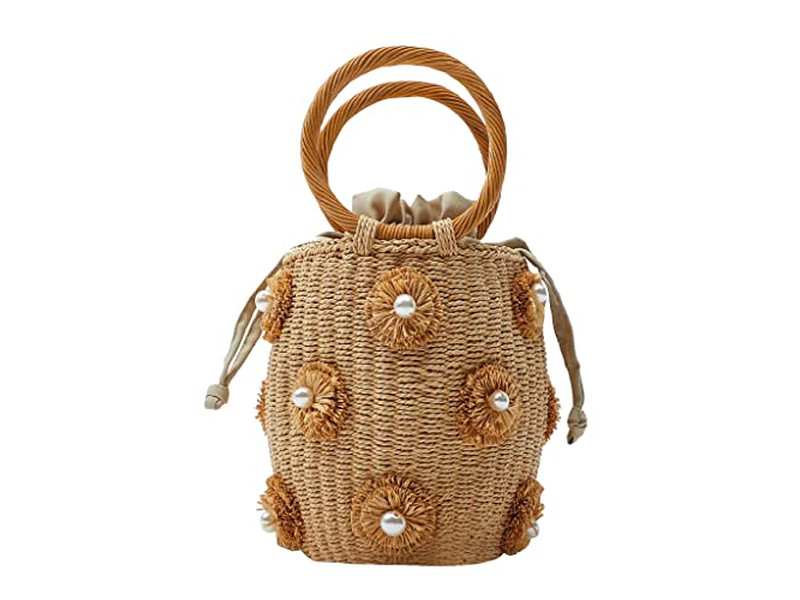 Bolsas de Paja Impresas Bolsa Reciclada Hierba Marina Compras Camboya Sombreros Set Material