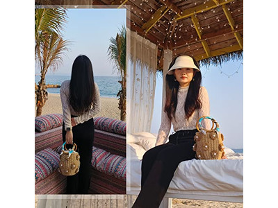 Bolsas de Paja Impresas Bolsa Reciclada Hierba Marina Compras Camboya Sombreros Set Material