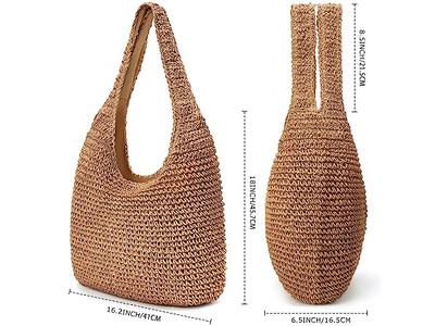 Bolso de Paja de Hombro Mochila y Perlas Playa