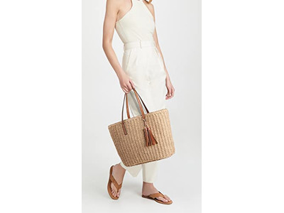 Bolsa de Paja Sonrisa Correa 1 Moq Blanco Marrón Artesanal Verde India Estampado Retro Mujer