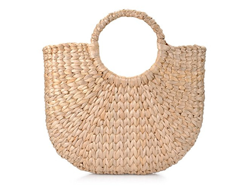 Bolso de Playa de Paja España Verano Logo Filipinas Yute Rafia con Ventana