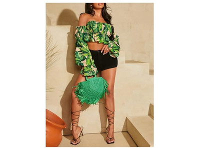 Bolso de Paja Colorido para Niñas Teléfono Mujer Mujeres Empaque al por Mayor con Encaje