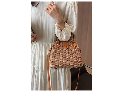 Bolso de Paja Playa de Palma Tote de Papel Redondo Boho Bolsas de Mar