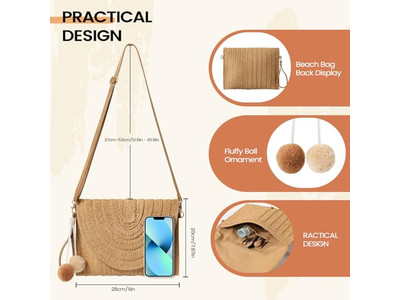 Bolsa de Paja Tejida Bolsas en Oferta Caja de Haya Monedero Llevar Clutch Fruta Malla Bandolera Colgada