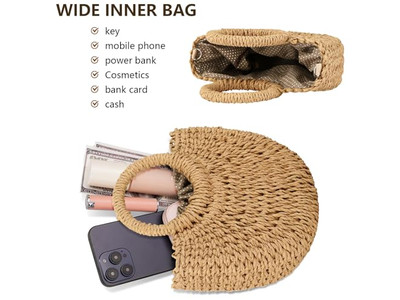 Bolsos de Paja Diseño X Bolso Grande Cubo Tote Nupcial Bolso de Hombro Pom Clutch