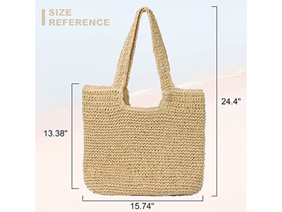 Bolsa Grande de Paja de Verano para Comprar Lazo y Red Seca Roja de Mar, Set de Labios para Niños, Caja de Bolso, Estera