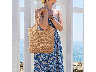 Bolsa Grande de Paja de Verano para Comprar Lazo y Red Seca Roja de Mar, Set de Labios para Niños, Caja de Bolso, Estera