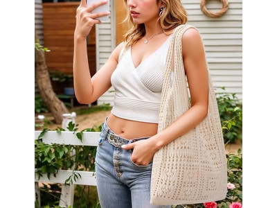 Bolso de Paja para Boda Bolso Blanco Tejido de Playa para Mujeres Fábrica Diamante Clásico