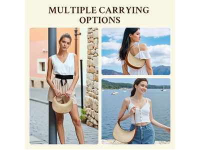 Bolso de Paja Plegable Cosmético Tamaño Grande Cilíndrico Grabado Circular Bolsos de Ganchillo