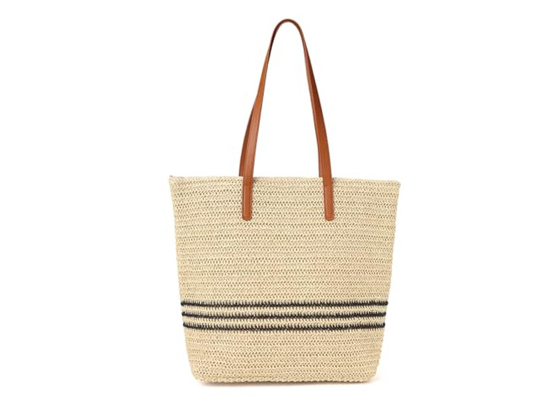 Bolso de Paja de Dama Conjunto de Sombrero y Bolsa Kit para Niña Jabón Maquillaje Playa Mimbre
