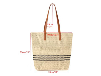 Bolso de Paja de Dama Conjunto de Sombrero y Bolsa Kit para Niña Jabón Maquillaje Playa Mimbre