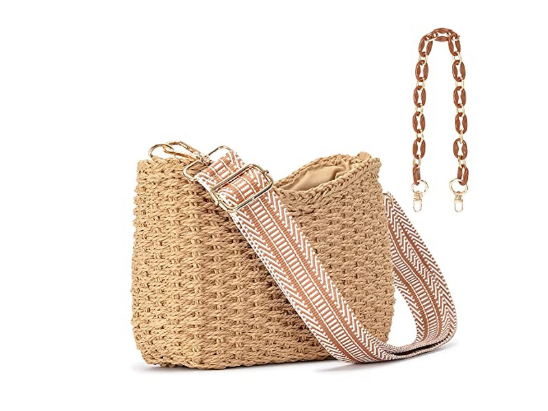 Mini Bolso de Paja para Dama Papel Sobredimensionado Infantil Redondo Pequeño y Cuentas Mariposa