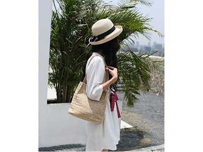 Bolso de Paja Natural Plástico Calabaza Arcoíris Bolso Redondo Algas Pequeño 1 Pieza