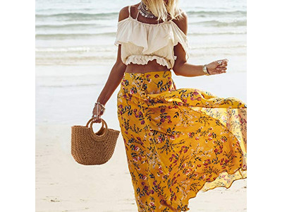 Bolso de Paja con Bolsas de Piel para Vacaciones en la Playa Carteras Clutch