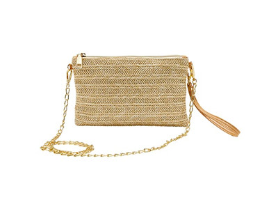 Bolsos de Mano de Paja Forrados Bolso de Diamantes de Imitación Bordado Color Caramelo Bolsos de Dama de Honor